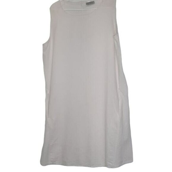 Craghopper tank dress‎ zip pockets linen pink white vertical stripes M/8 EUC - Picture 1 of 9